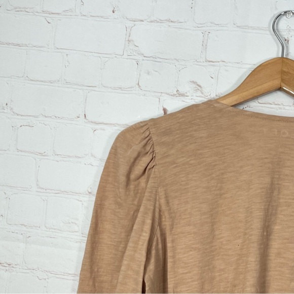 Loft Blouse Womens Size Medium Brown Pullover Lightweight Tassle Tie Front - Picture 8 of 9